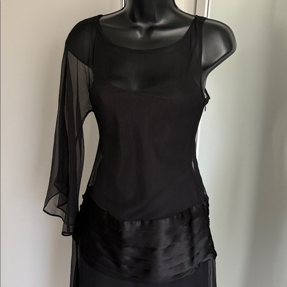 LAUNDRY By Shelli Segal Elegant Black Silk Dress Size 6 Women’s - Picture 4 of 16